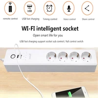 eu rus wifi smart 4 outlet 2 usb power strip power supply socket surge protector plug voice controlled 100 240v network flter