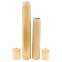portable eco friendly tube shape hand made storage home travel toothbrush holder case with lid bamboo carrier organizer