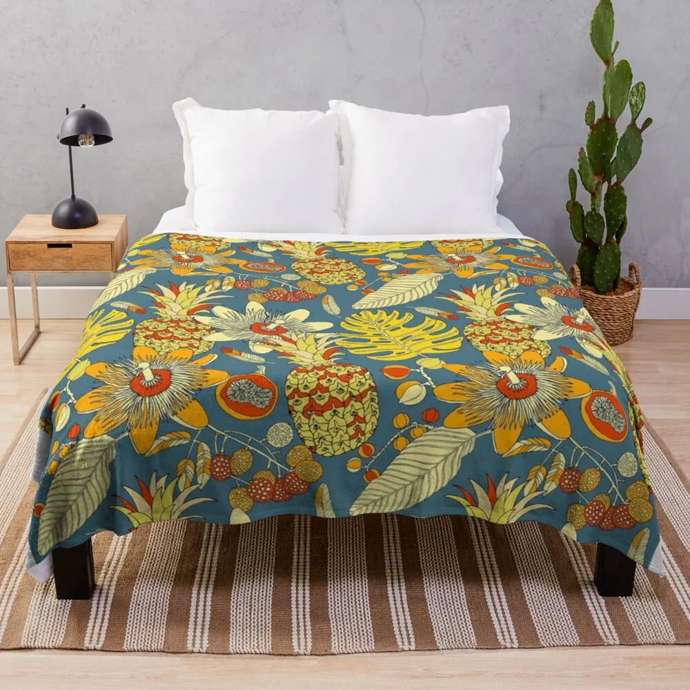 

Tropical flowers and fruits Soft Warm Coral Fleece Plush Throw Blanket Rug Piece Sofa Bed Knee blankets Boys Girls