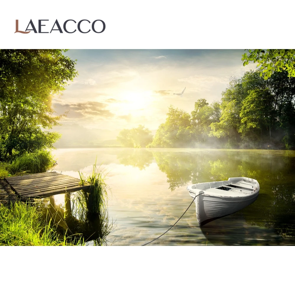 Laeacco фон для фотосъемки с изображением замка лодки порта реки деревянной доски