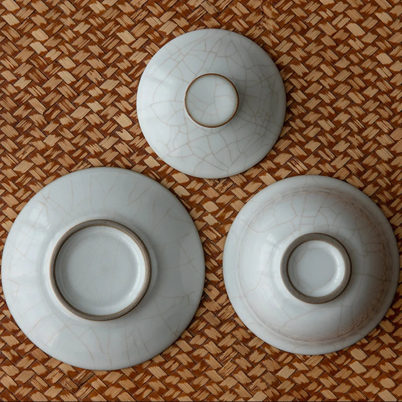 5 унций хрустящая глазурь Ru Kiln Gaiwan керамическая чашка с крышкой блюдце набор