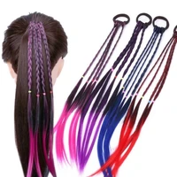 girls colorful wig ponytail hair ornament wig headband rubber bands hair bands headwear kids twist braid rope hair accessories