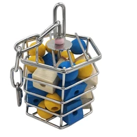parrot squirrel bold stainless steel food hanging bird cage foraging toys macaw cockatoo hunt feeder entertainment toys supplies