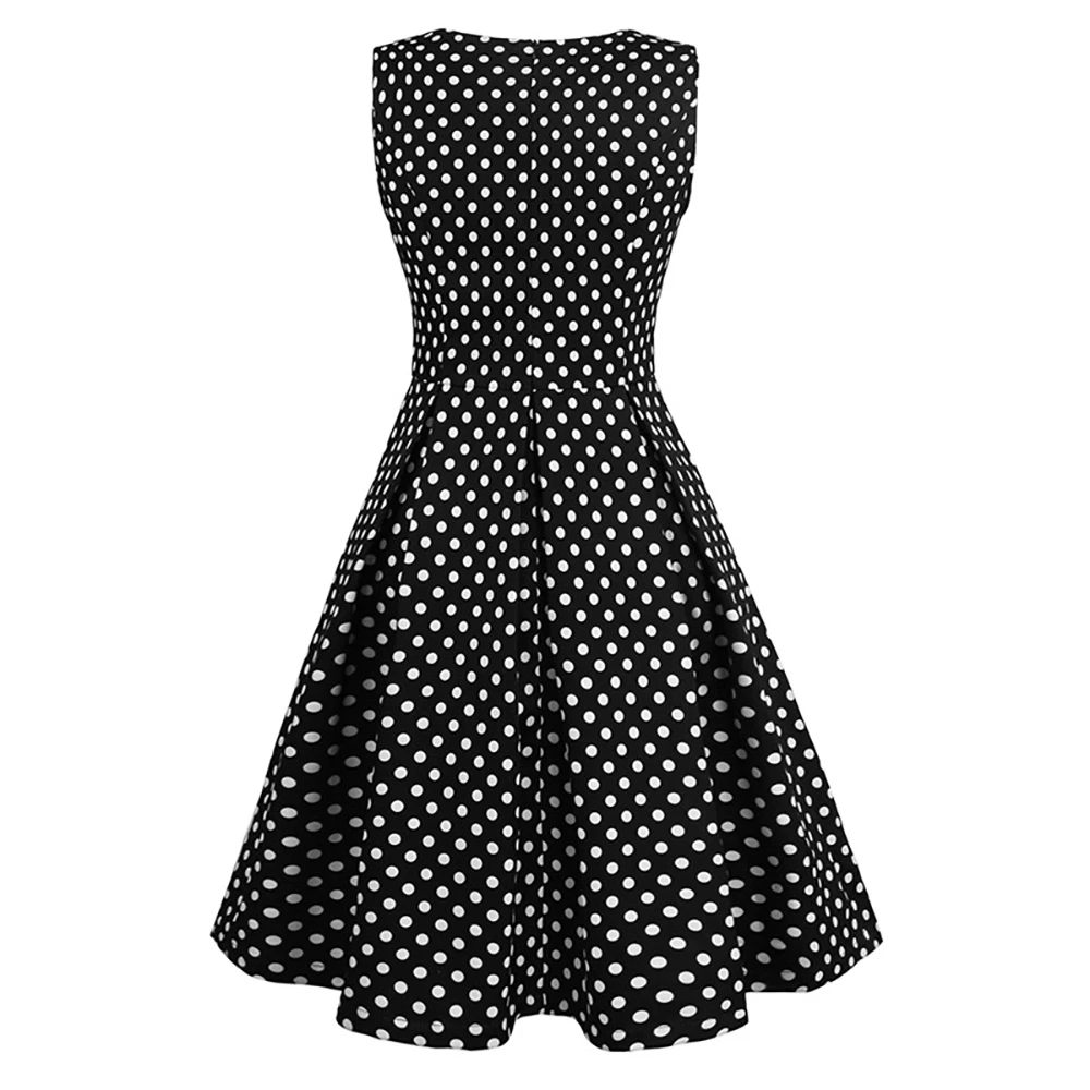 Женское платье с круглым вырезом новое модное принтом без рукавов на талии Ретро