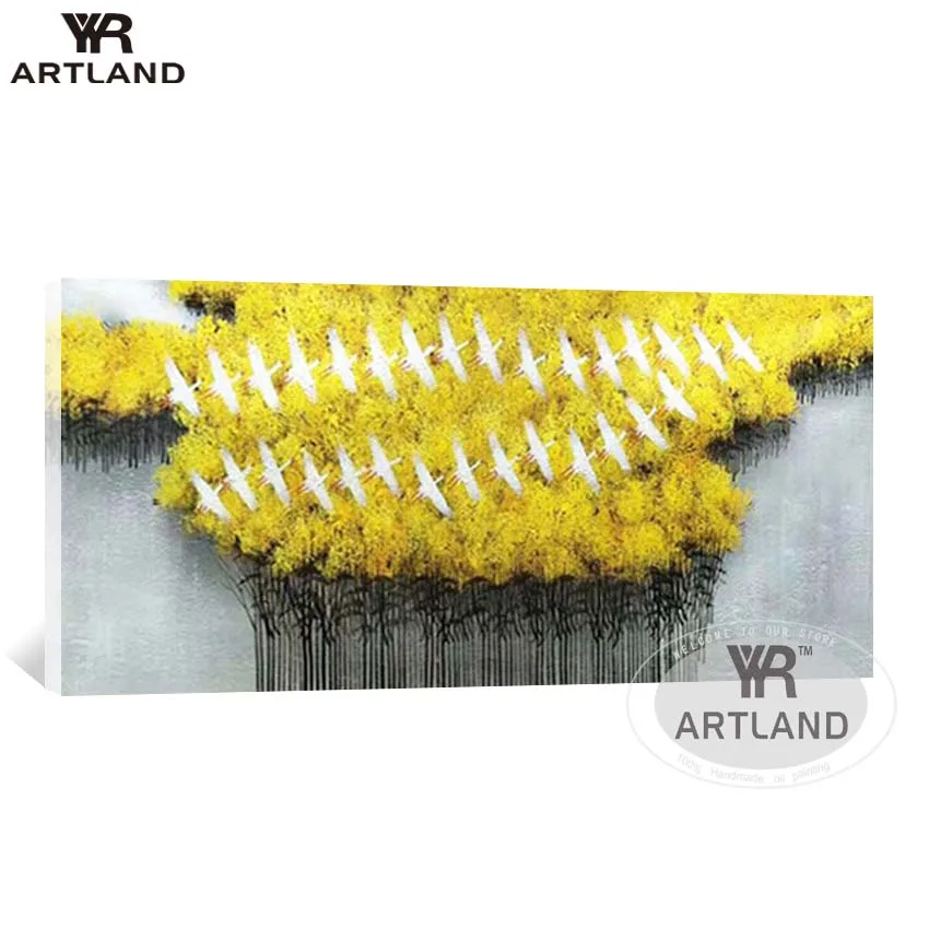 Дешевый чистый холст для рукоделия абстрактная картина маслом желтые деревья и
