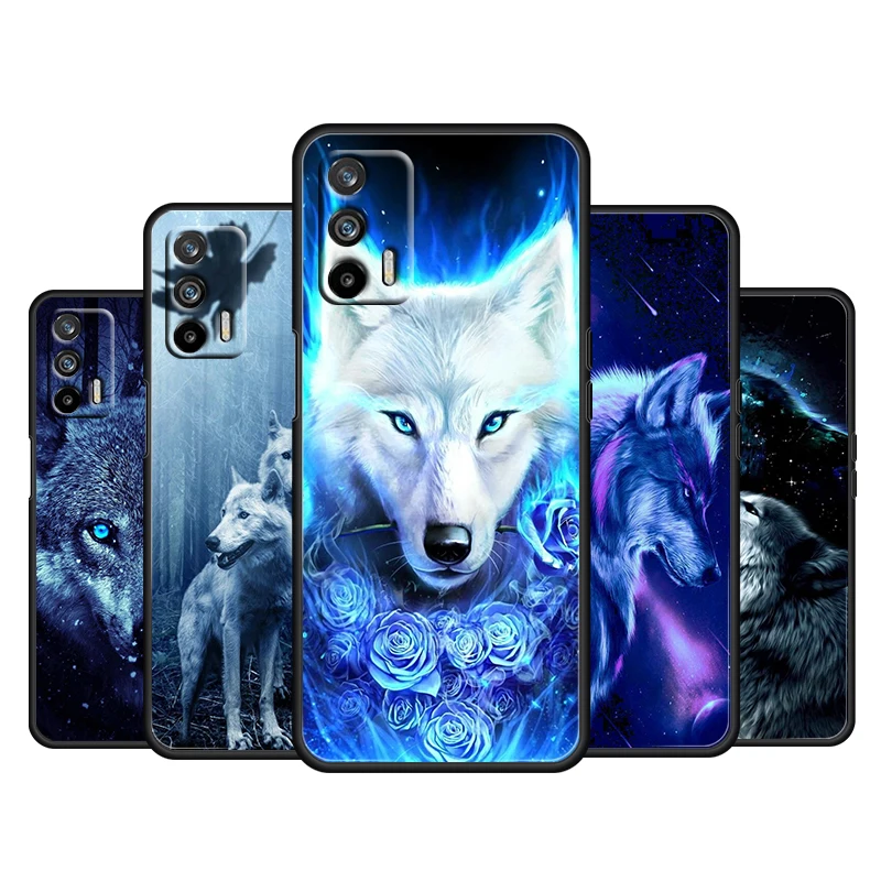 

Angry Cool Snow wolf For OPPO Realme Q3 Q2 V15 V3 X50 X7 X3 X2 XT Pro Carnival Superzoom 5G Black Phone Case Cover