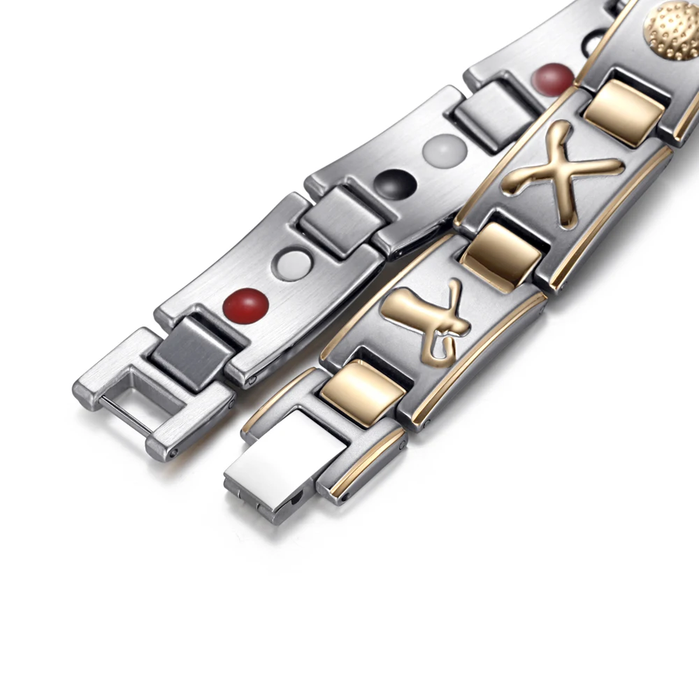 Welmag new fashion therapy bracelets for unisex stainless steel gold charm magnetic bracelet health care jewelry gift | Украшения и