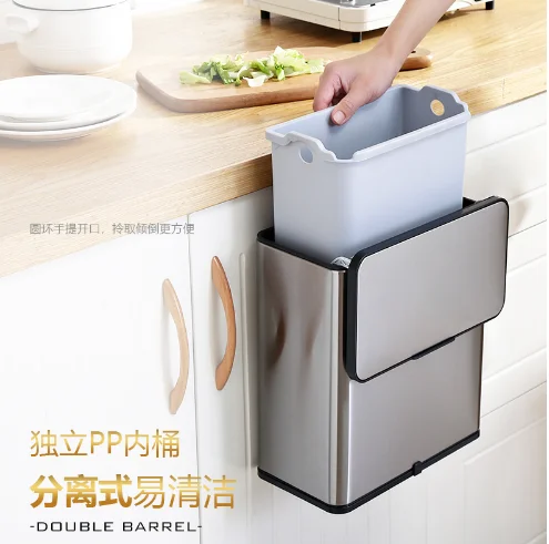 

Household Folding Wall Hanging Kitchen Dustbin Special Kitchen Tabletop Hanging Storage Bucket Simple Household Dustbin