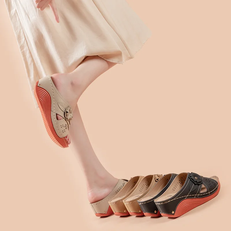 

Women Sandals Soft Heels Summer Sandals with Wedges Shoes Women Flower Slippers Casual Platform Shoes Plus Size 41 Zapatos Mujer