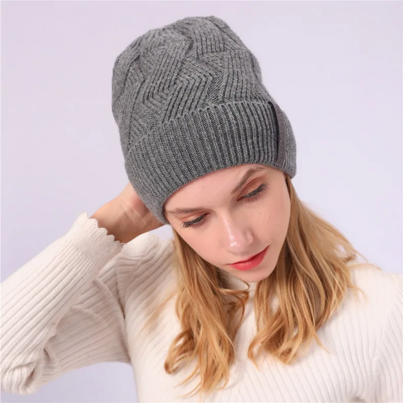 NUZADA брендовые зимние вязанные шапочки Skullies шапочки шапки s мужские женские шерстяные плюс бархатные со стразами шапка с наушниками уличные лыжные теплые шапки