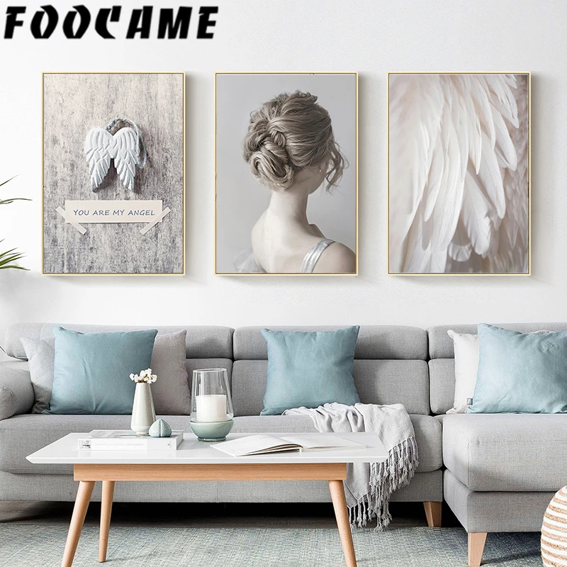 Картина на холсте в скандинавском стиле минималистичный Инс женский задний перо
