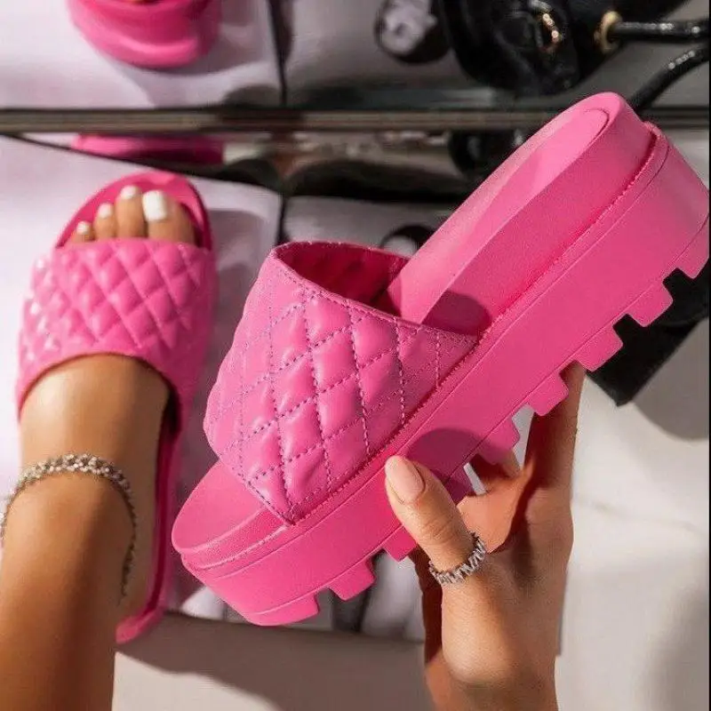 

Summer Women Platform Slippers Brand Weave Ladies Open Toe Casual Slides Beach Wedges Slippers Big Size 35-43 Zapatillas Mujer