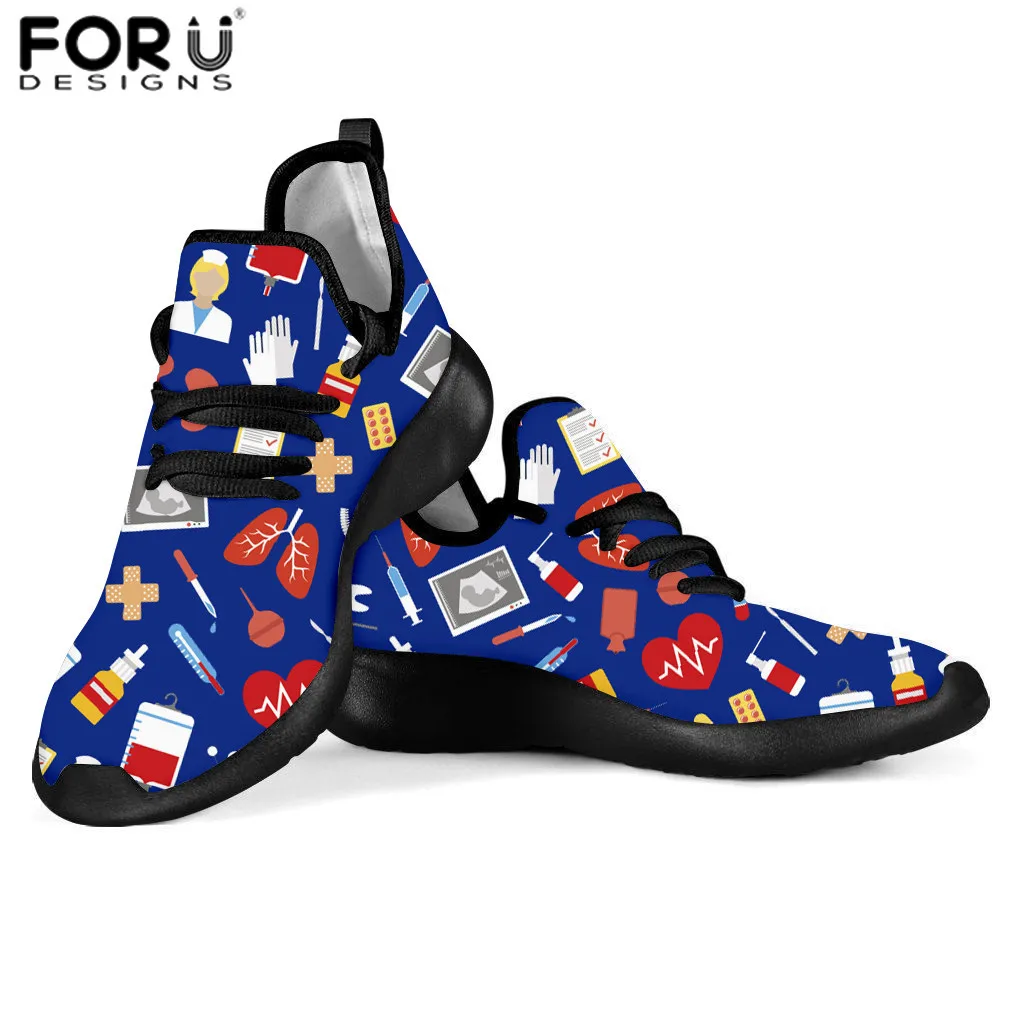 FORUDESIGNS/Женские повседневные кроссовки; Милые медицинские инструменты; стоматологический принт; женская трикотажная обувь на платформе; Черная пятница; scarpe donna - Цвет: HMF975Z60
