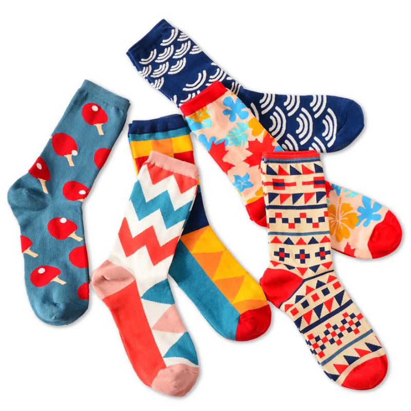 

Женские носки, Забавные милые Мультяшные носки для настольного тенниса с геометрическим рисунком, веселые японские носки для скейтборда в ...