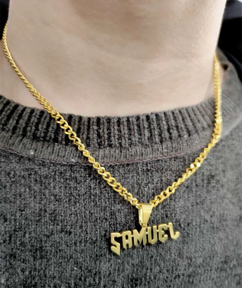 Кубинская цепочка золотого цвета на заказ смелое имя ожерелья подвески Панк