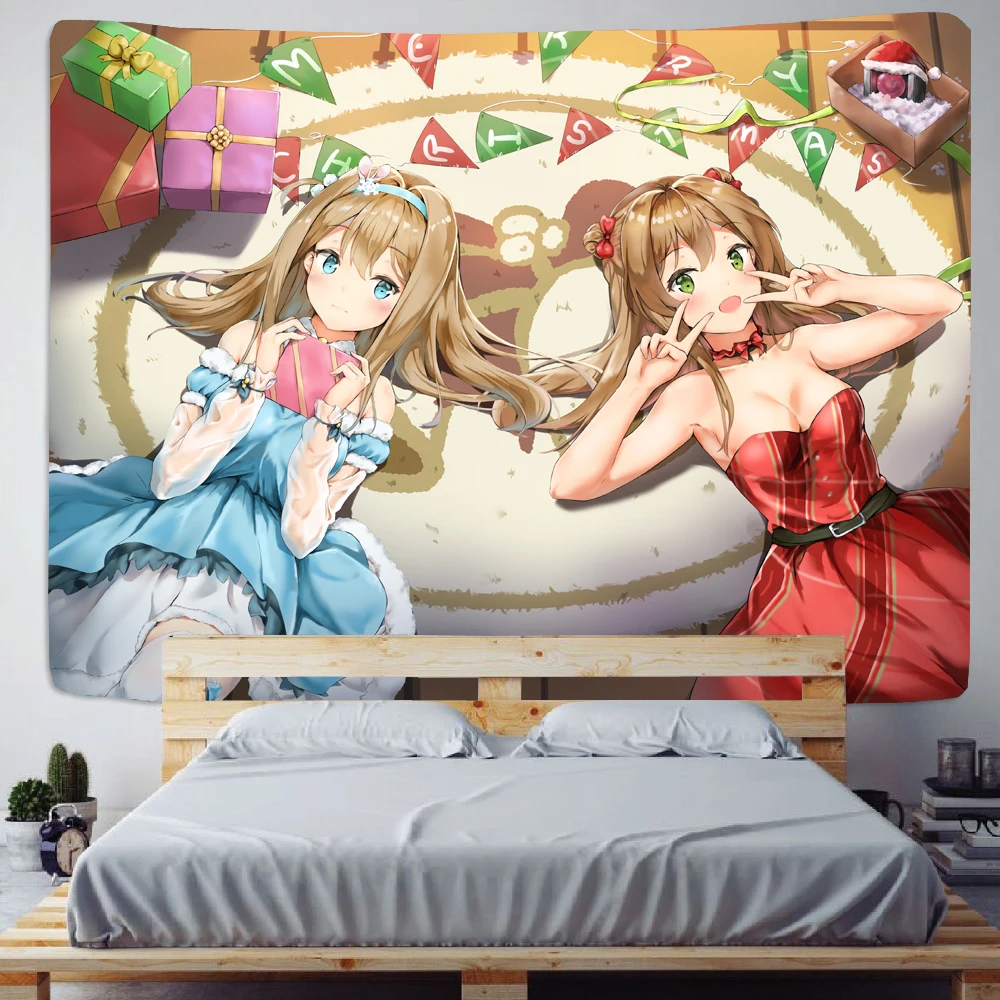 Красивая девушка аниме гобелен настенный спальня манга хиппи фон украшения