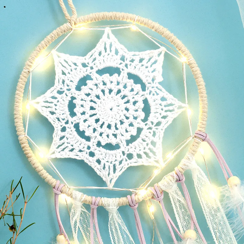 Ловец снов украшения перо ветер колокольчики детские подарки светодиодные огни