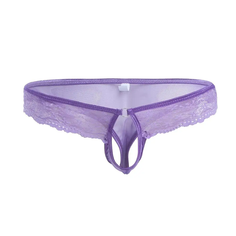 Purple Гей одежда для купания мужские низкая посадка бикини трусы с отверстием для пениса нижнее белье с вырезами открытая попа трусики выдалбливают мужские плавки - Цвет: Purple
