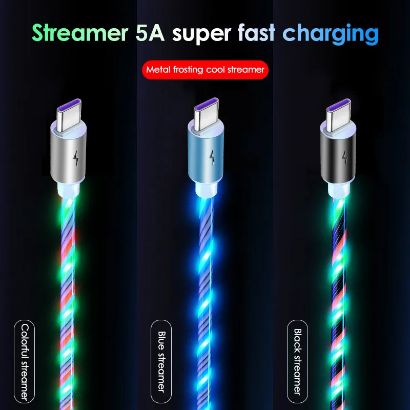 Magnetic Flow Luminous Lighting Data Cable Micro USB Type-C Fast Charging Wire With Indicator Light For Samsung Huawei | Мобильные