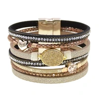 women bracelet bohemia leather bracelets multilayer wrap bracelets for women magnetic clasp bracelet female jewelry