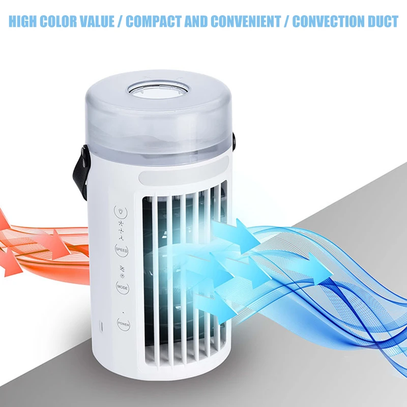 

Hot Portable Air Cooling Fan USB Mini Air Cooler Desk Cooling Fan with 7 Color LED Light 3 Speed Air Circulation for Home
