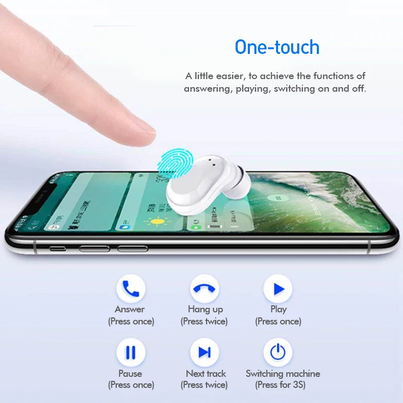 Мини Bluetooth наушники спортивные беспроводные Handsfree Музыкальная гарнитура с