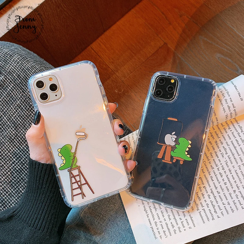 От Дженни мультфильм Динозавр для iPhone 11 Pro x xr xs max 7 8 Plus Простой Прозрачный