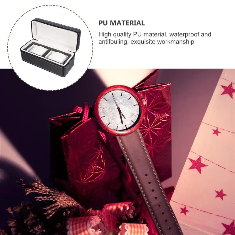 

1pc Chic 2 Slots Delicate Watch Storage Box Watch Box Watch Display Case Watch Packing Box