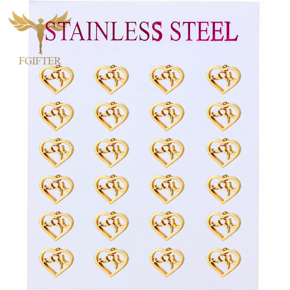 бижутерия для женщин Любовь сердцебиение из нержавеющей стали серьги гвоздики 12