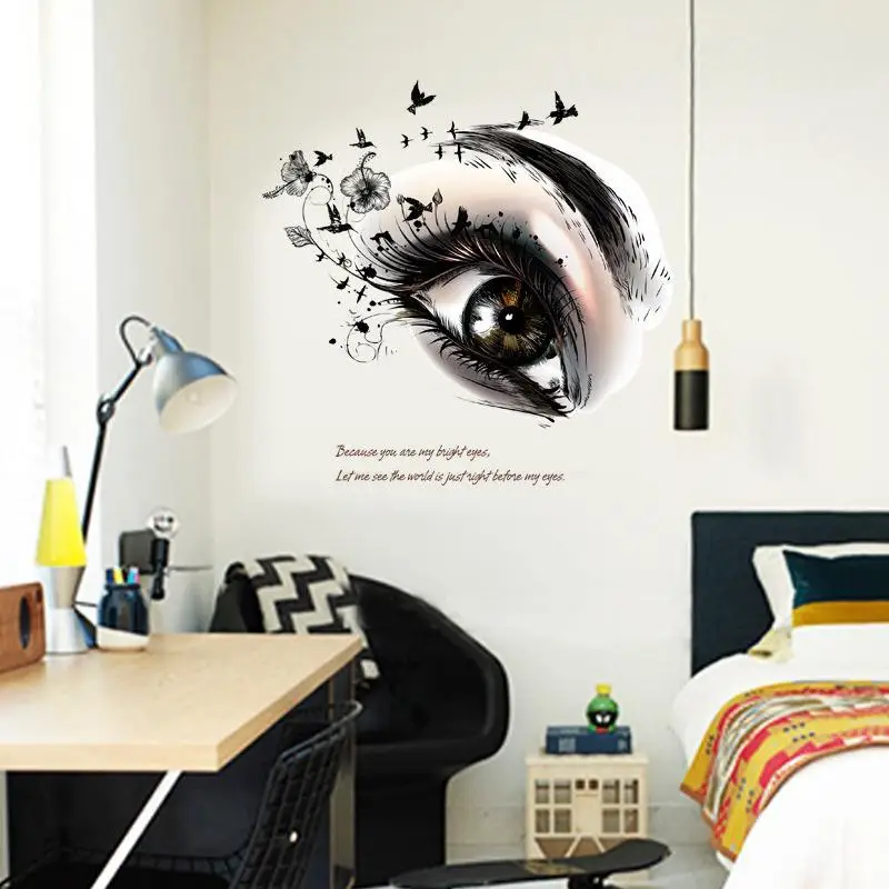 Waterproof PVC Stylish Simple European Style Eye Wall Stickers TV Sofa Background Decorative Wall Stickers Home Kitchen Decor