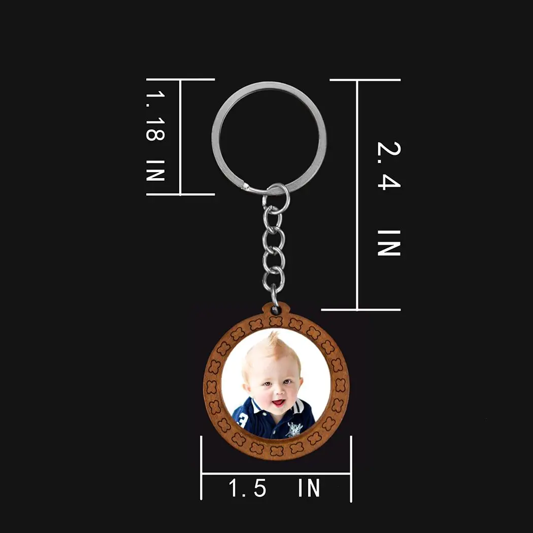 

Custom Wooden Keychain Personalized Photo Text Logo Carved Pendant Key Ring Jewelry Creative Exclusive Gift