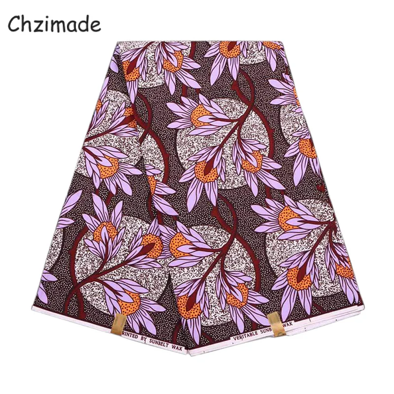Chzimade 1 ярд Африканский полиэстер Анкары настоящий воск цветок печать ткань