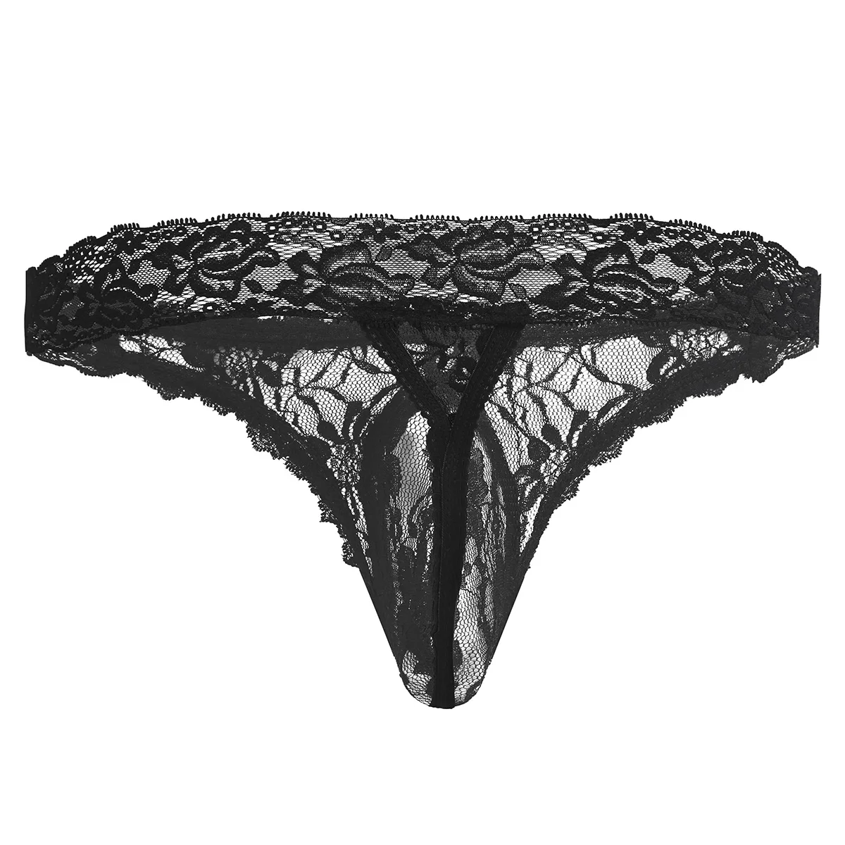 Gay Lingerie Lace See through Mens Thongs and G-strings Bulge Pouch Tanga Hombre Underwear Sexy Mens Briefs Erotic Sissy Panties
