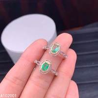 kjjeaxcmy fine jewelry natural emerald 925 sterling silver new adjustable gemstone women ring support test classic fashion