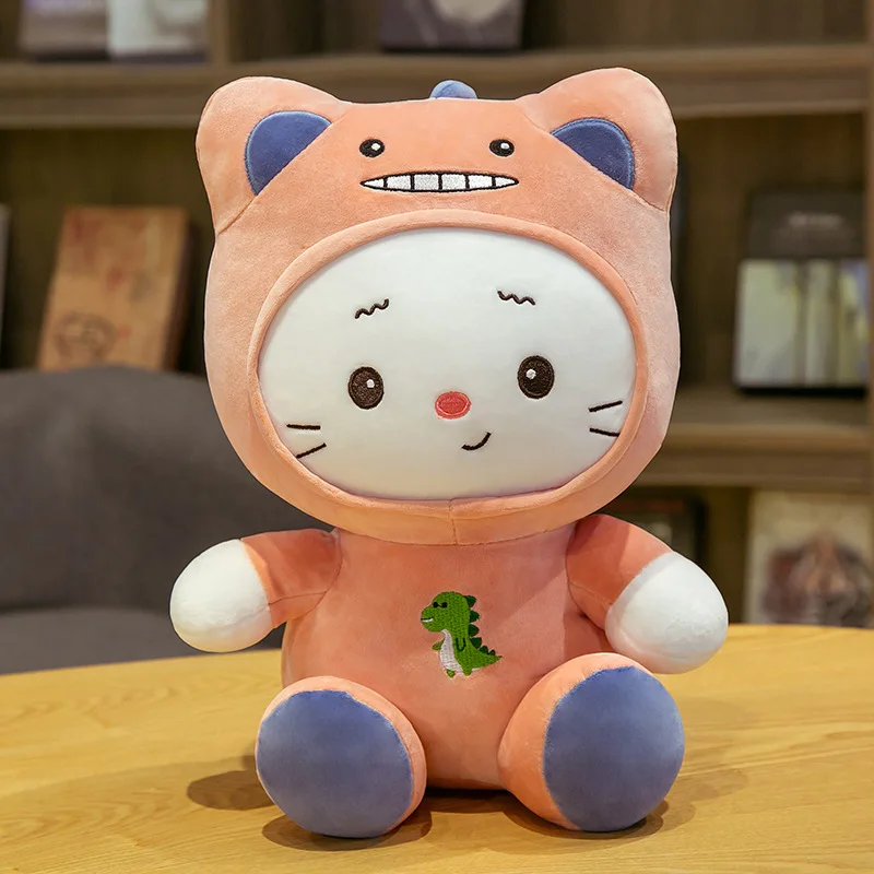 

The cat turns into a dinosaur toy doll doll