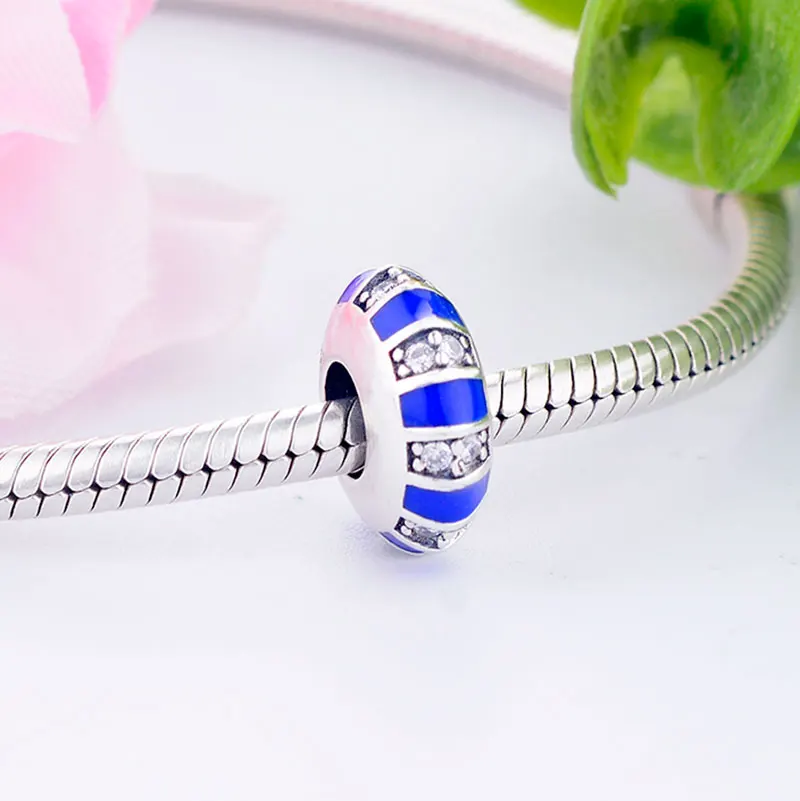 Подходящий оригинальный Pan браслет с подвесками Φ синяя эмаль экзотический