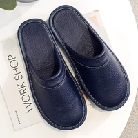2022 spring high quality leather shoes for men indoor slippers soft round toe home slippers man springwinter shoes