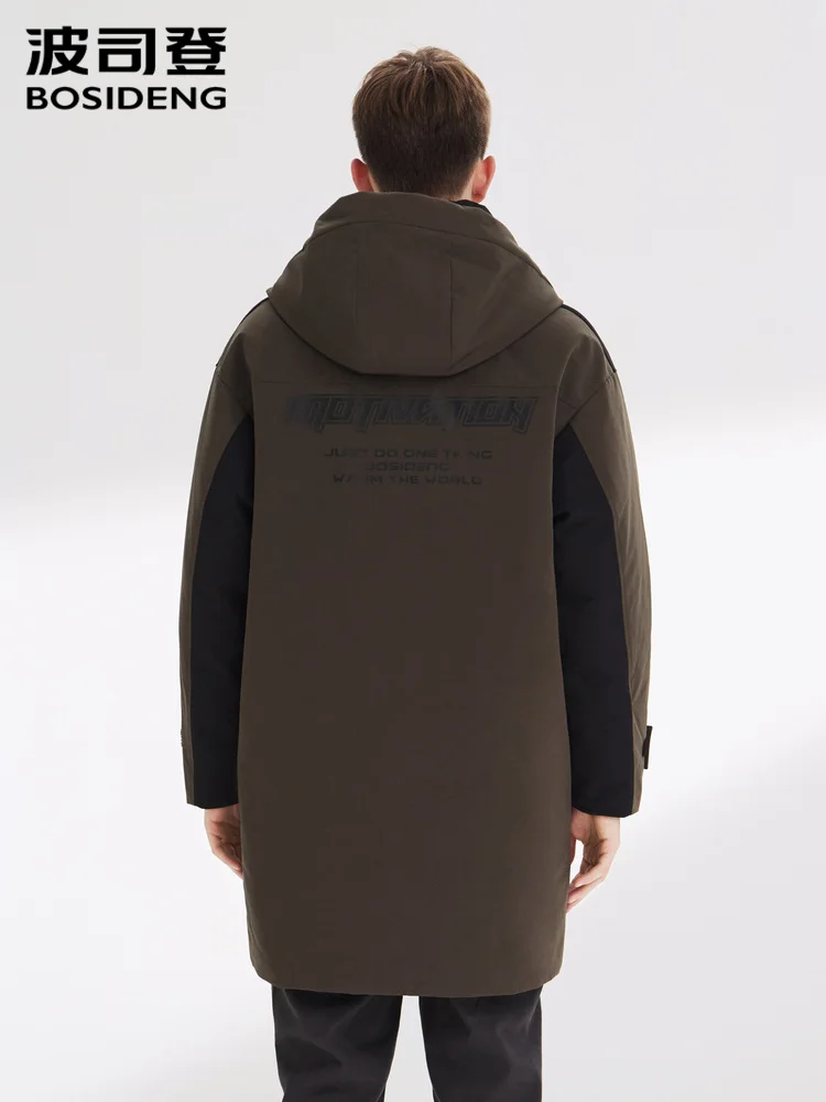 Мужская парка на утином пуху BOSIDENG ветрозащитная куртка с капюшоном молодежная