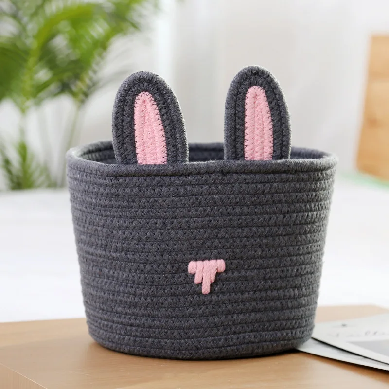 

INS style Nordic simple environmental protection cute desktop children's cartoon storage basket cotton string toys snacks home