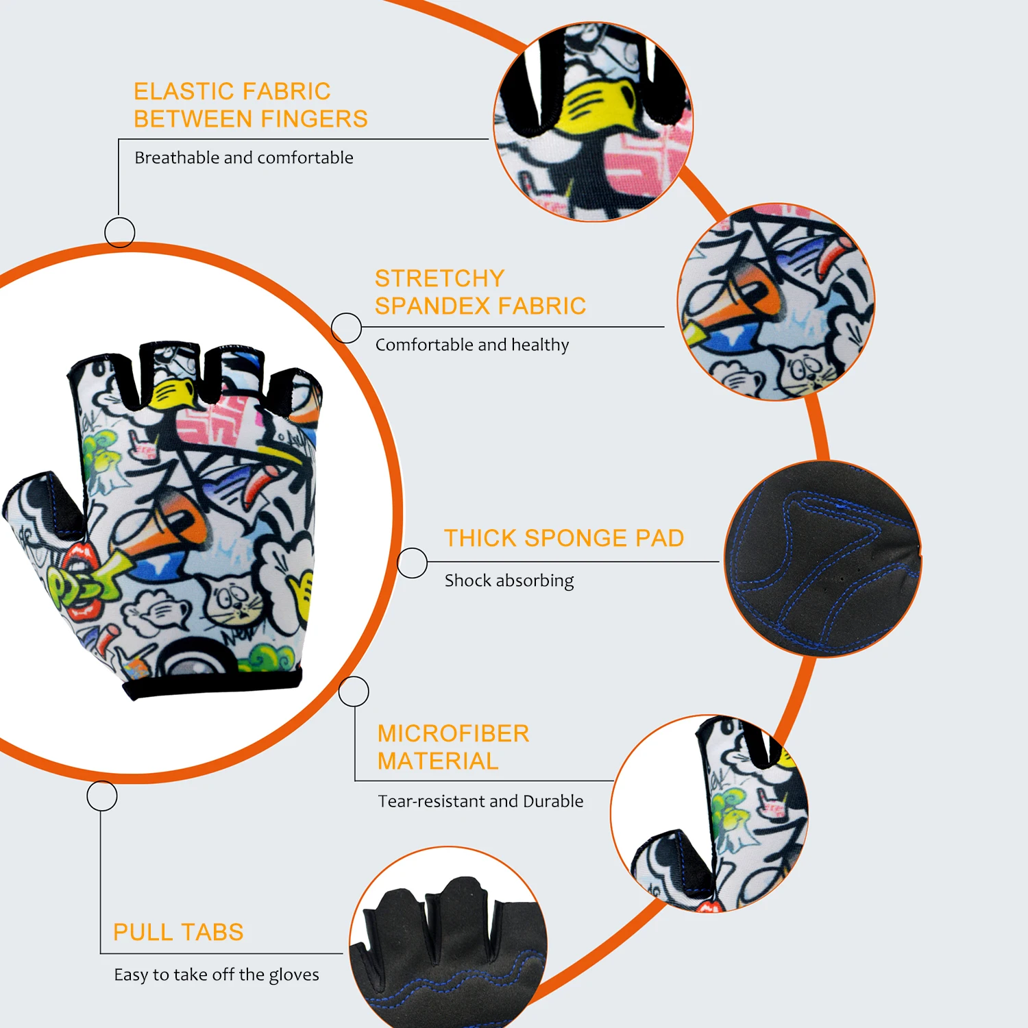 Детские велосипедные перчатки для мальчиков и девочек детские с полупальцами
