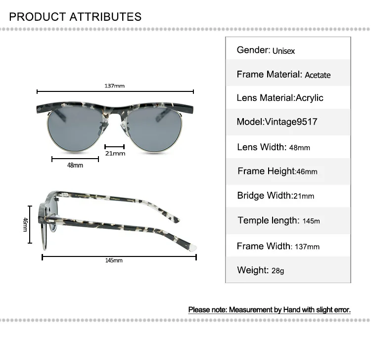 

High Quality Acetate Sunglasses Vintage Women Polarized Frame Brand Designer Goggle UV400 Retro Driving Sun Glasses Men
