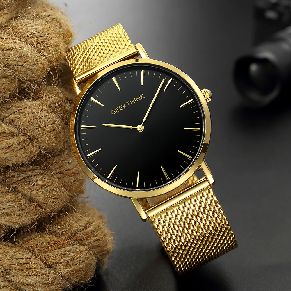 Топ люксовый бренд кварцевые часы мужские золотые черные повседневные Японские