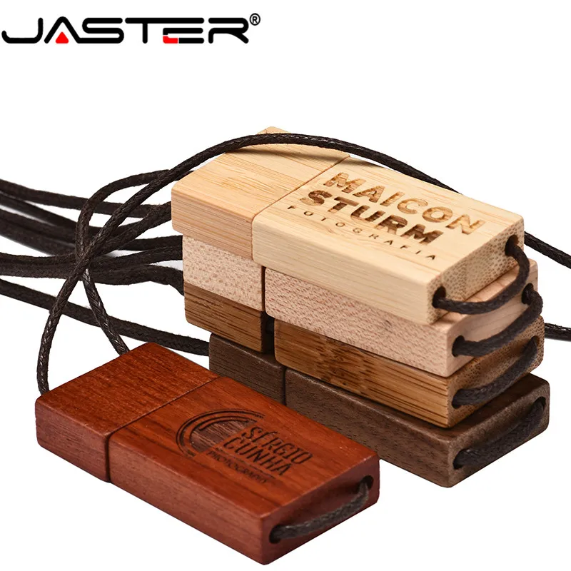 JASTER Акция креативный деревянный большой квадратный с веревкой usb флэш накопитель