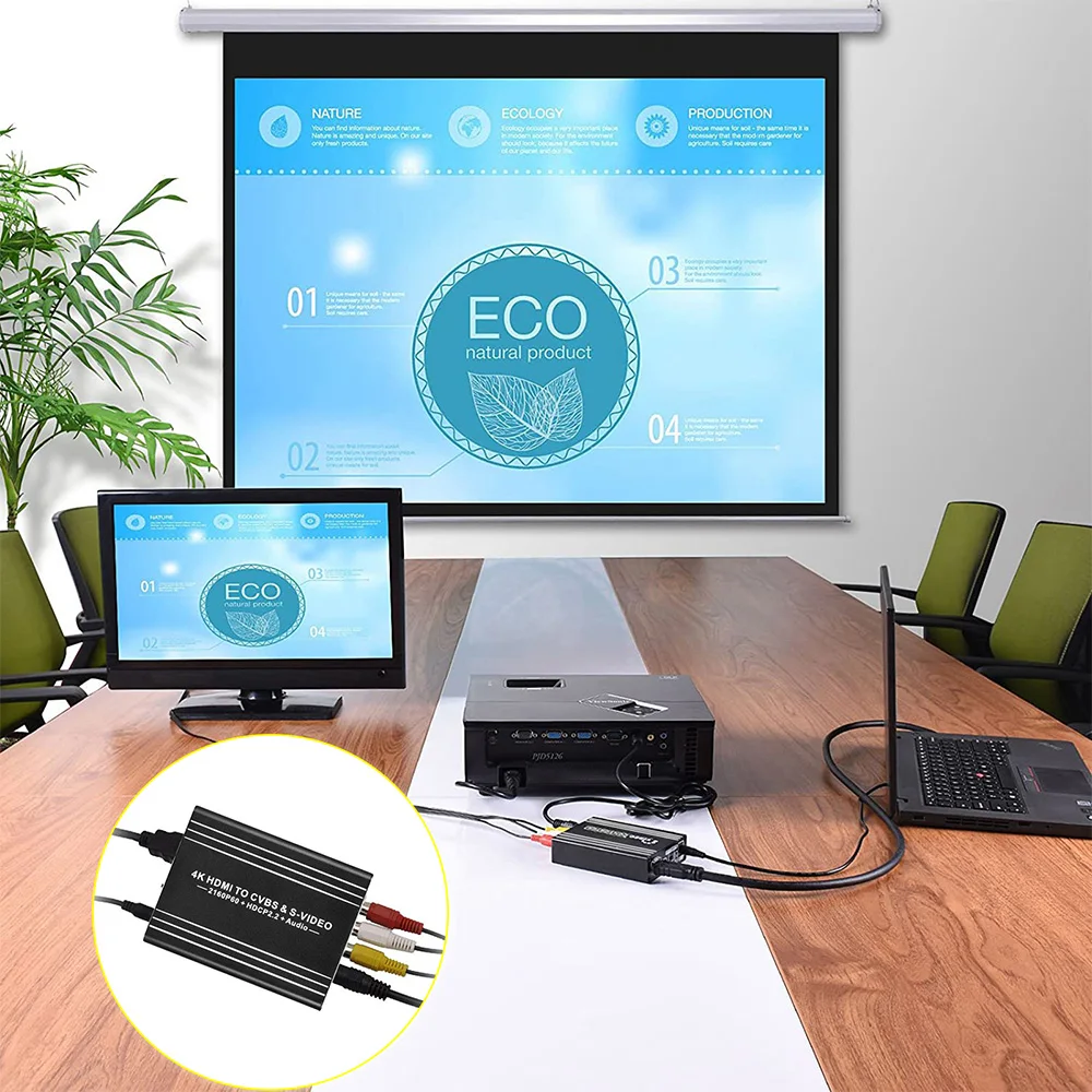 

4K Upscaler Composite Adapter Video Converter CVBS RCA S-Video AV/SV to HDMI 4K Scaler Analog to Digital UHD For HDTV AV to HDMI