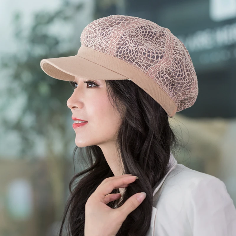Summer Ladies Hat Sun Protection Fashion Lace Octagonal Hats Sexy Thin Mesh Sun Cap Outdoor Shopping Travel Caps