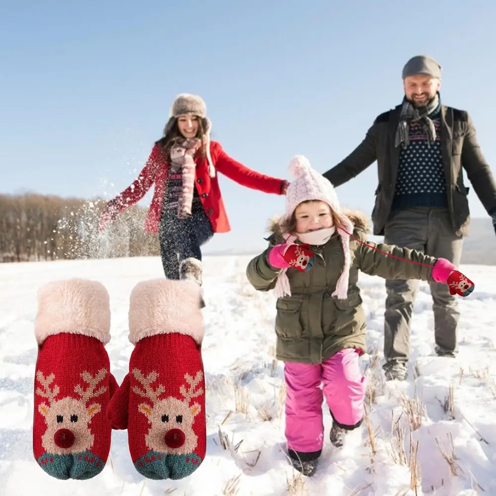 

Christmas Gloves Winter Children Full-finger Halter Neck Outdoor Warm Gloves Student Cartoon Gloves Christmas Gifts For Children