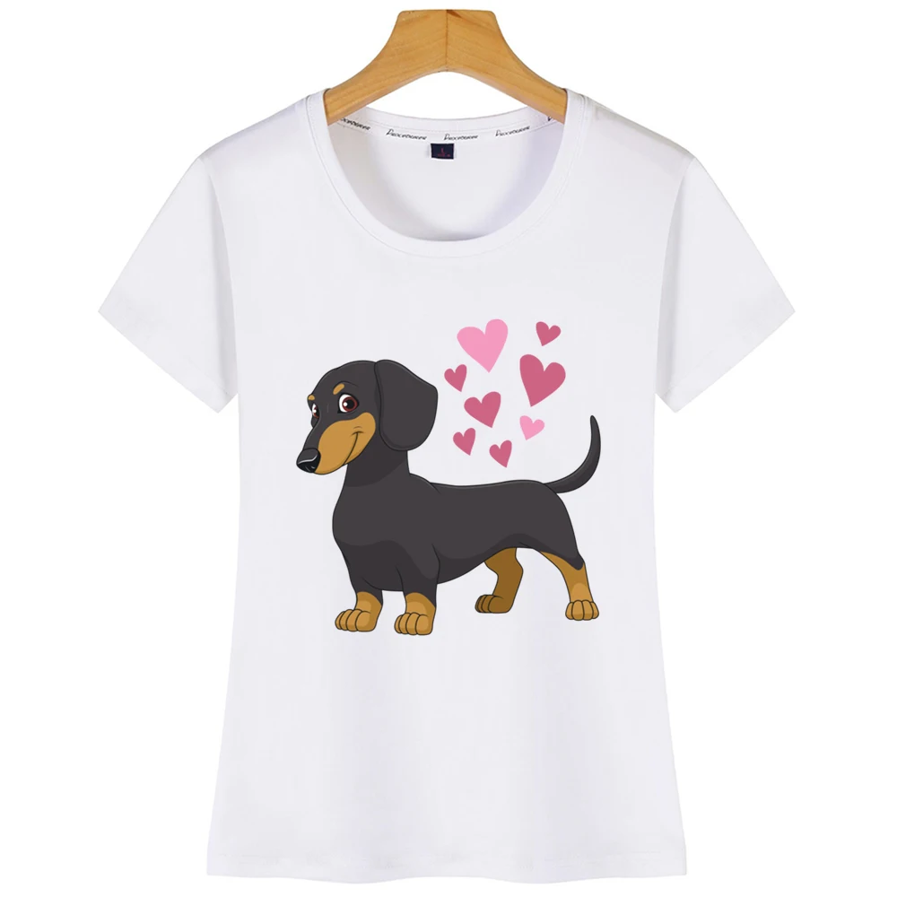 Топы Футболка женская такса собака мода надписи хлопок | Женская одежда