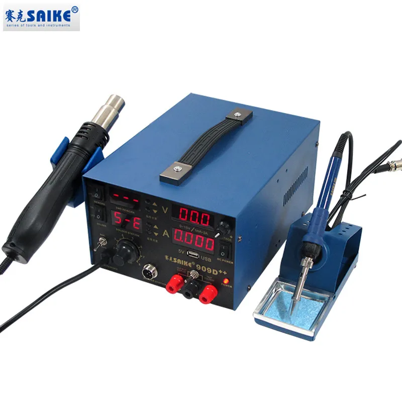 SAIKE 909D + 3в1 паяльник тепловой пистолет источник питания сварочная ремонтная