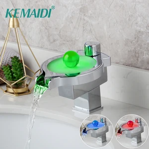 Смеситель для раковины со светодиодной подсветкой, хромированная латунь