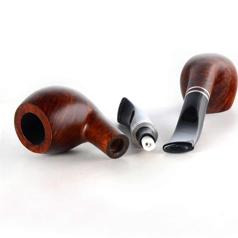 Бриар трубы табака курительная труба гладкая отделка 9 мм фильтр изогнутая форма